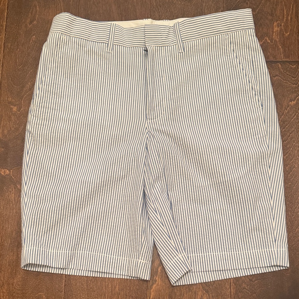 Crewcuts Classic Blue and White Striped Seersucker Shorts - 10